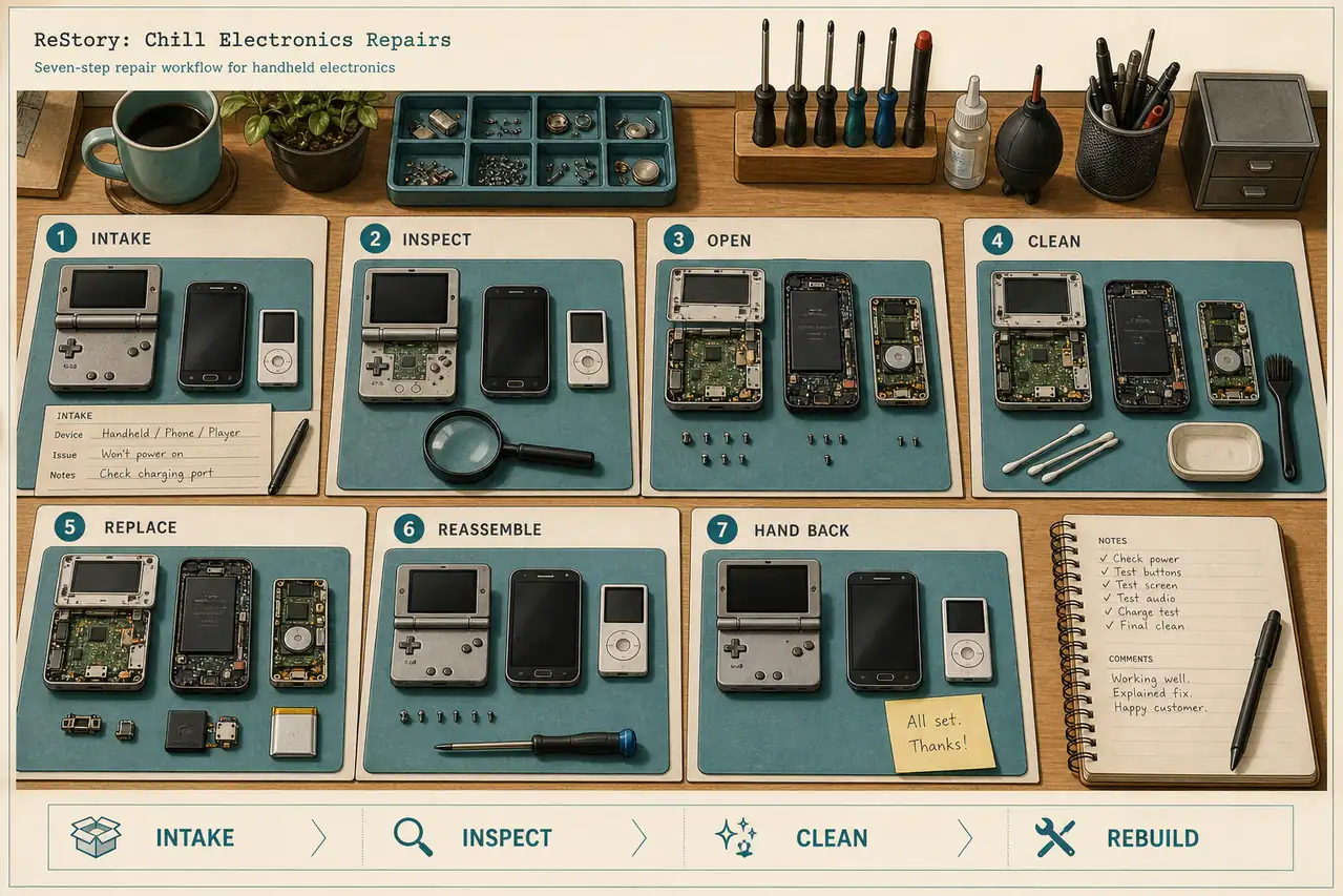 Repair flow: The main guide explains the order that keeps a shift tidy, what the official store description confirms, and which details still need community verification.